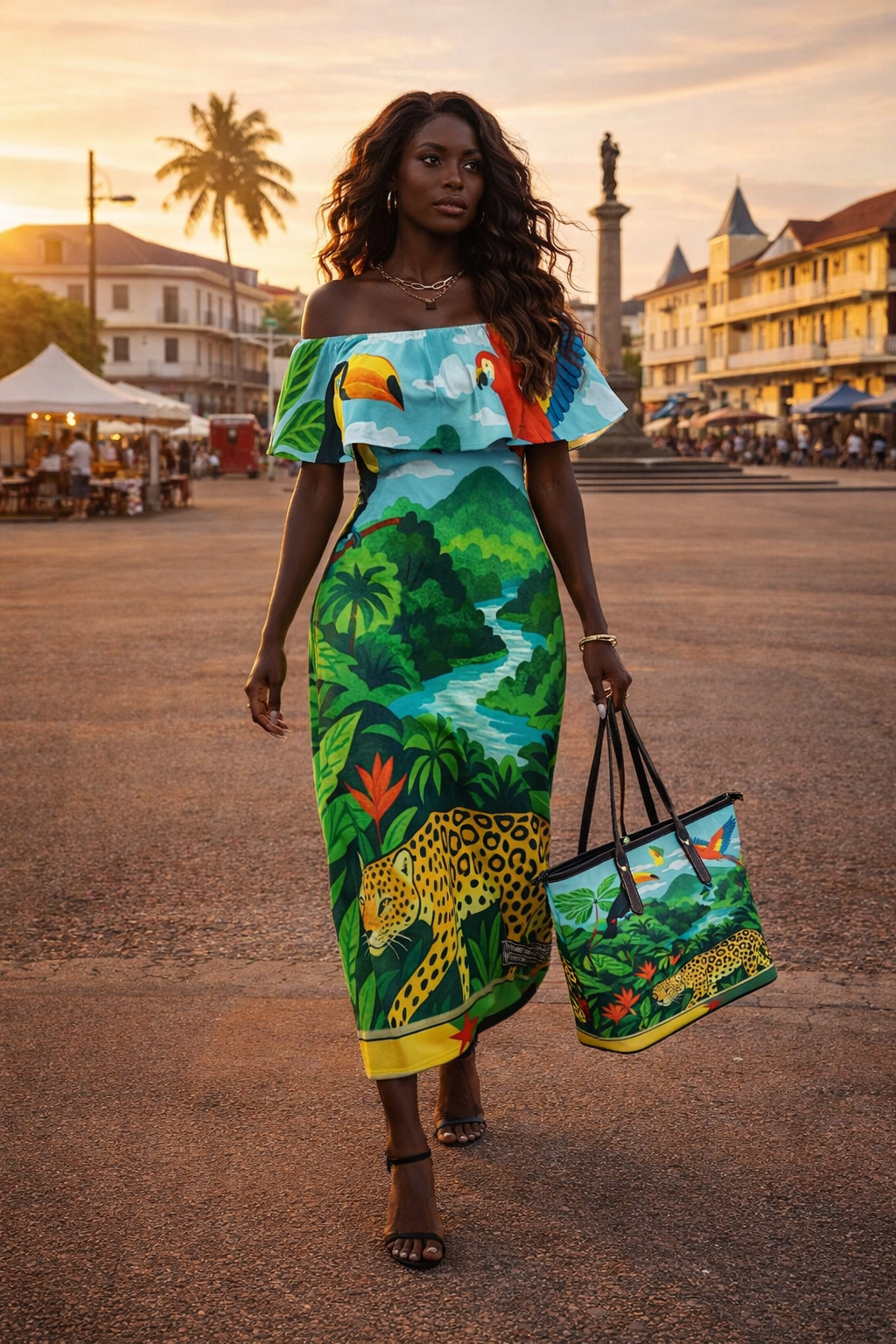 GUYANE PAYSAGE Leather Tote Bag/Large