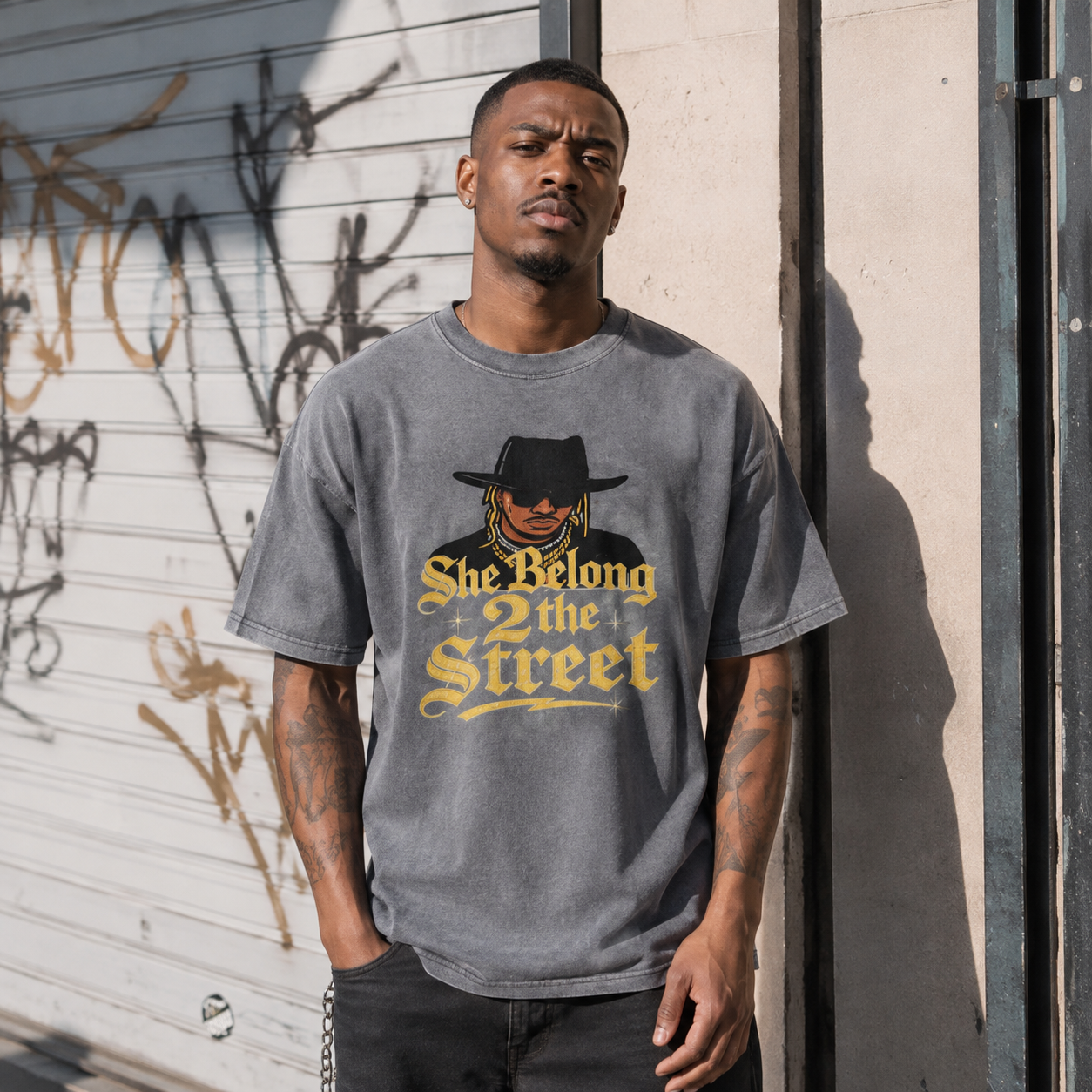 SHE BELONG 2 THE STREET Distressed Washed Oversized T-Shirt