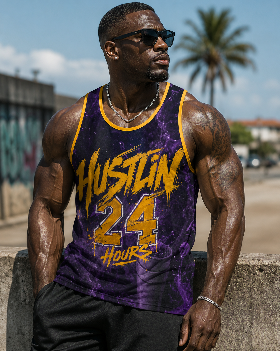 HUSTLIN 24 HOURS Tank Top for Men