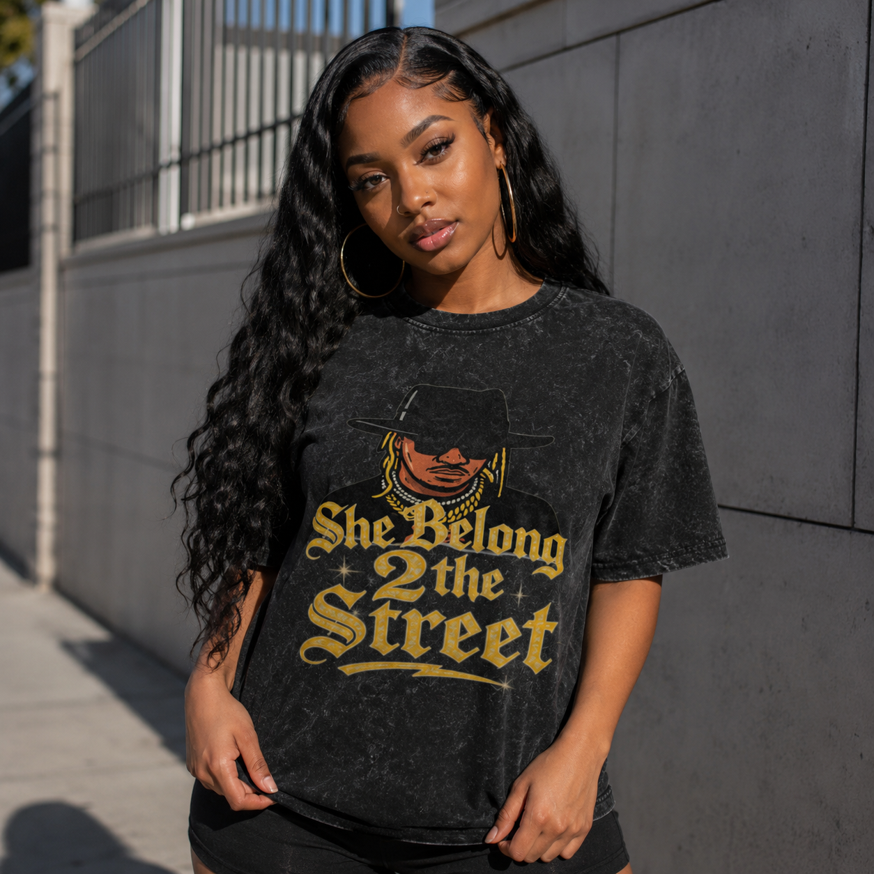 SHE BELONG 2 THE STREET vintage style oversized T-shirt