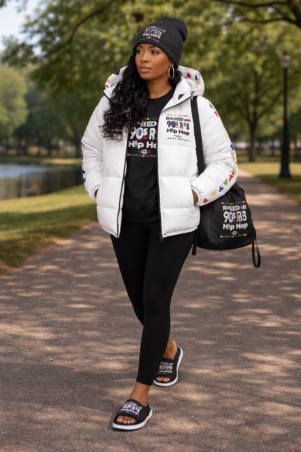 HIP HOP 90's wht Unisex Down Jacket