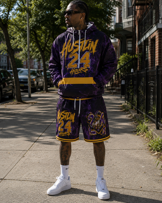 HUSTLIN 24 HOURS Athletic Shorts