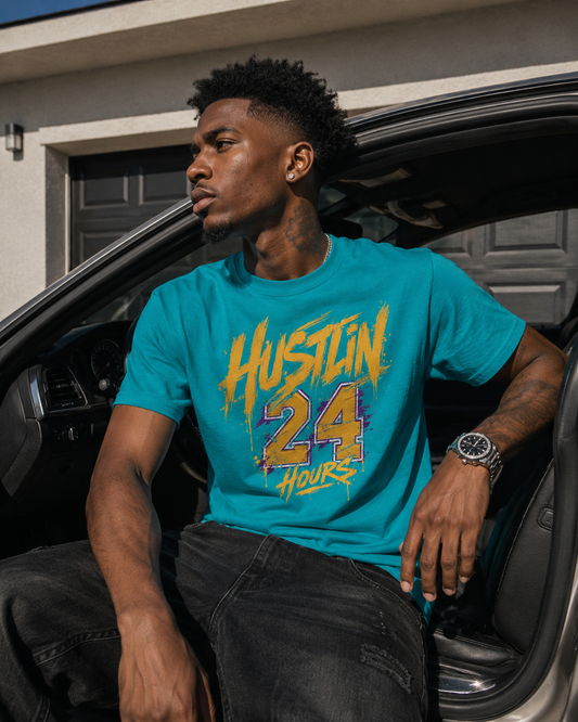 HUSTLIN 24 HOURS Cotton T-Shirt