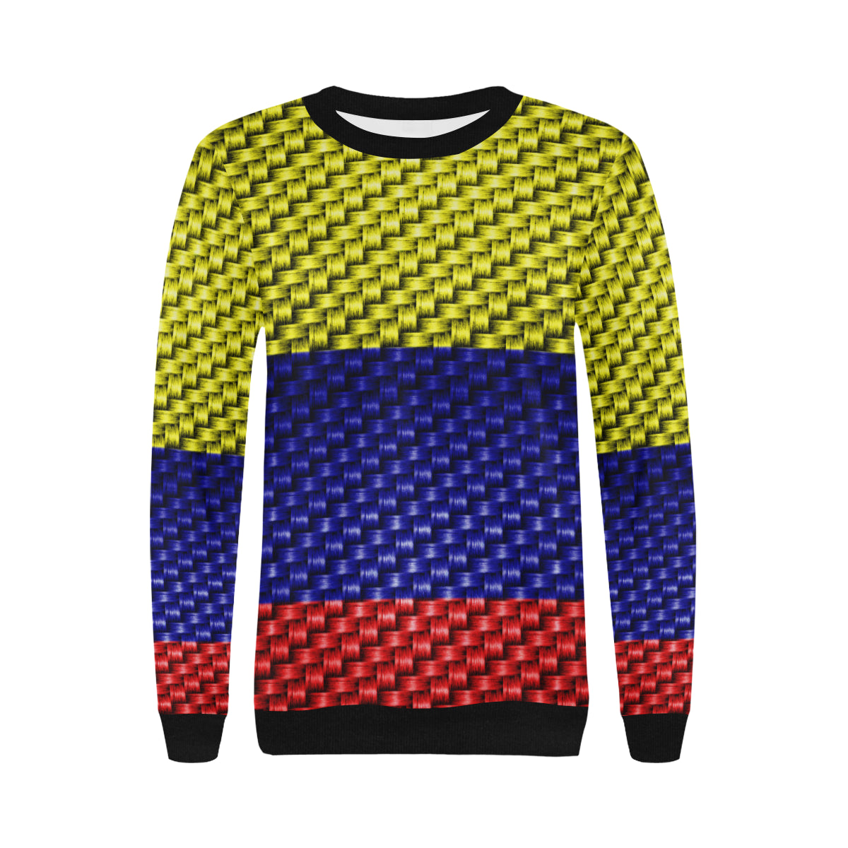 COLOMBIA FLAG Women's Rib Cuff Crew Neck Sweatshirt