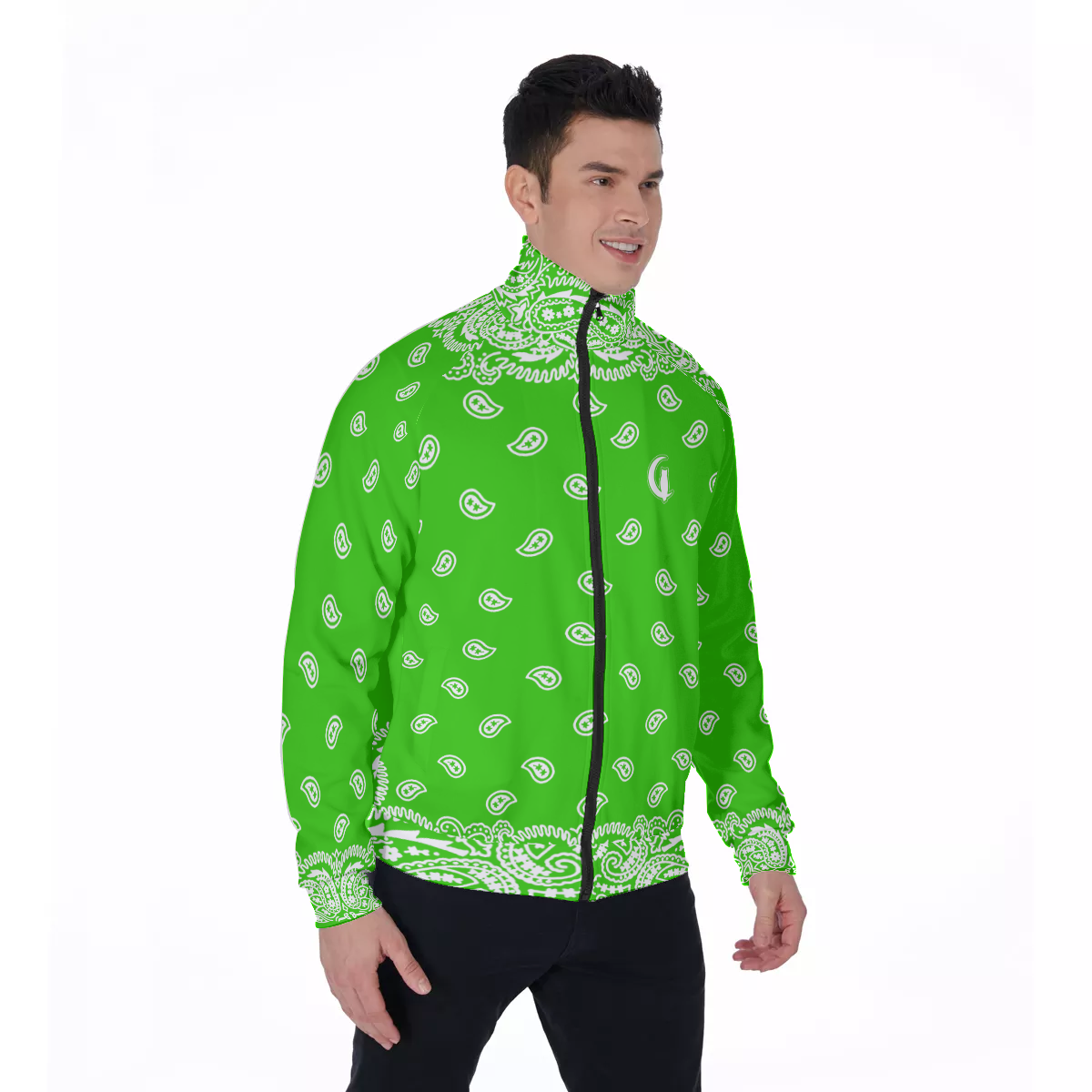 BANDANA FULLY GREEN Stand Collar Jacket