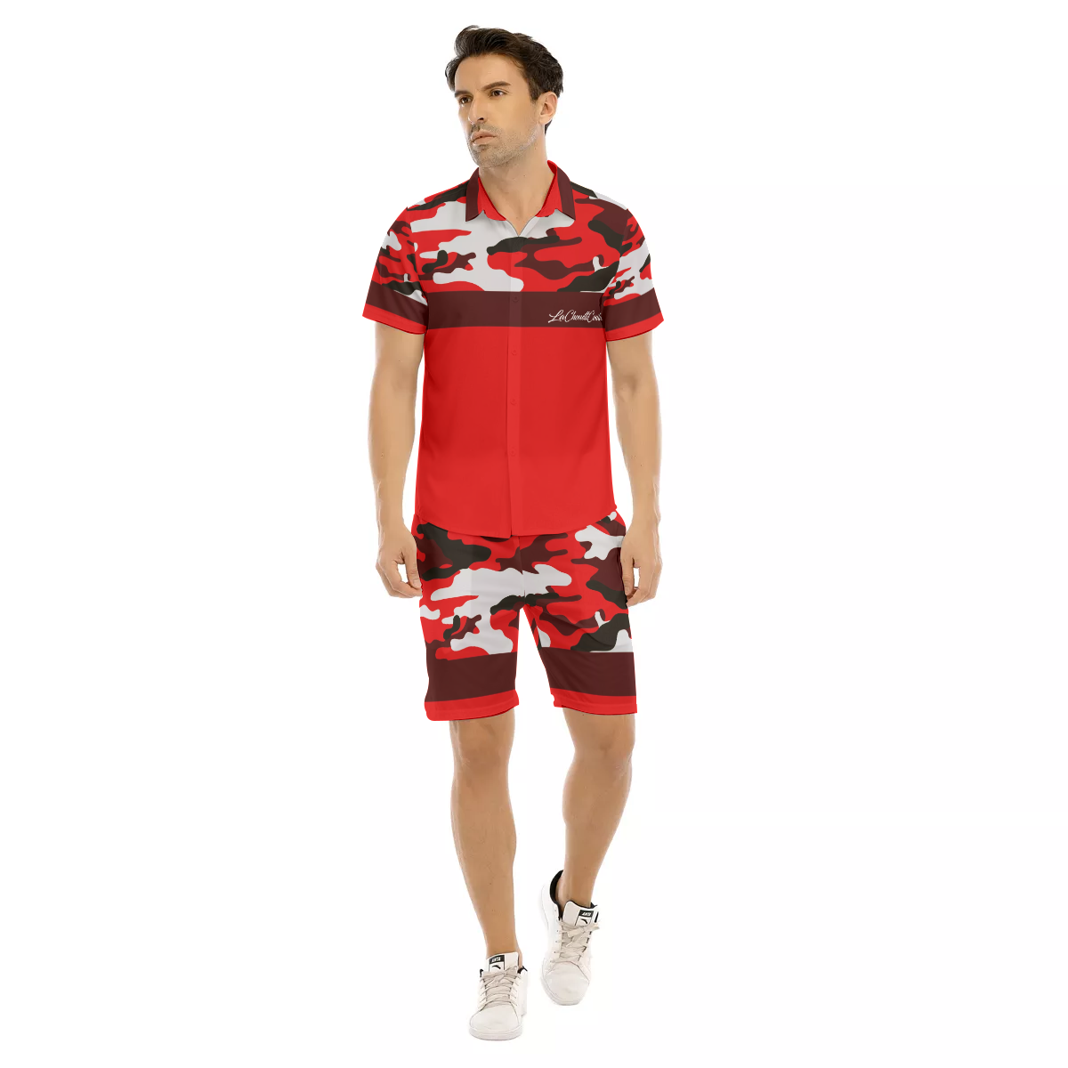 CAMOUFLAGE RED Men's Short Sleeve Shirt Sets