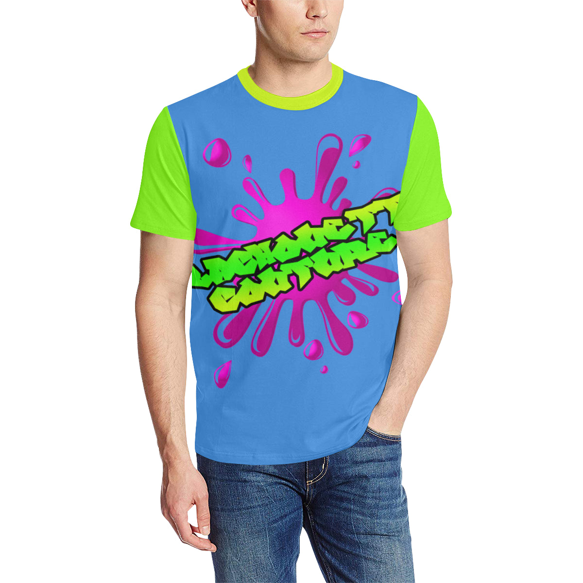 SPLASH OUT BFJ Men's All Over Print T-Shirt (Solid Color Neck) (Model T63)