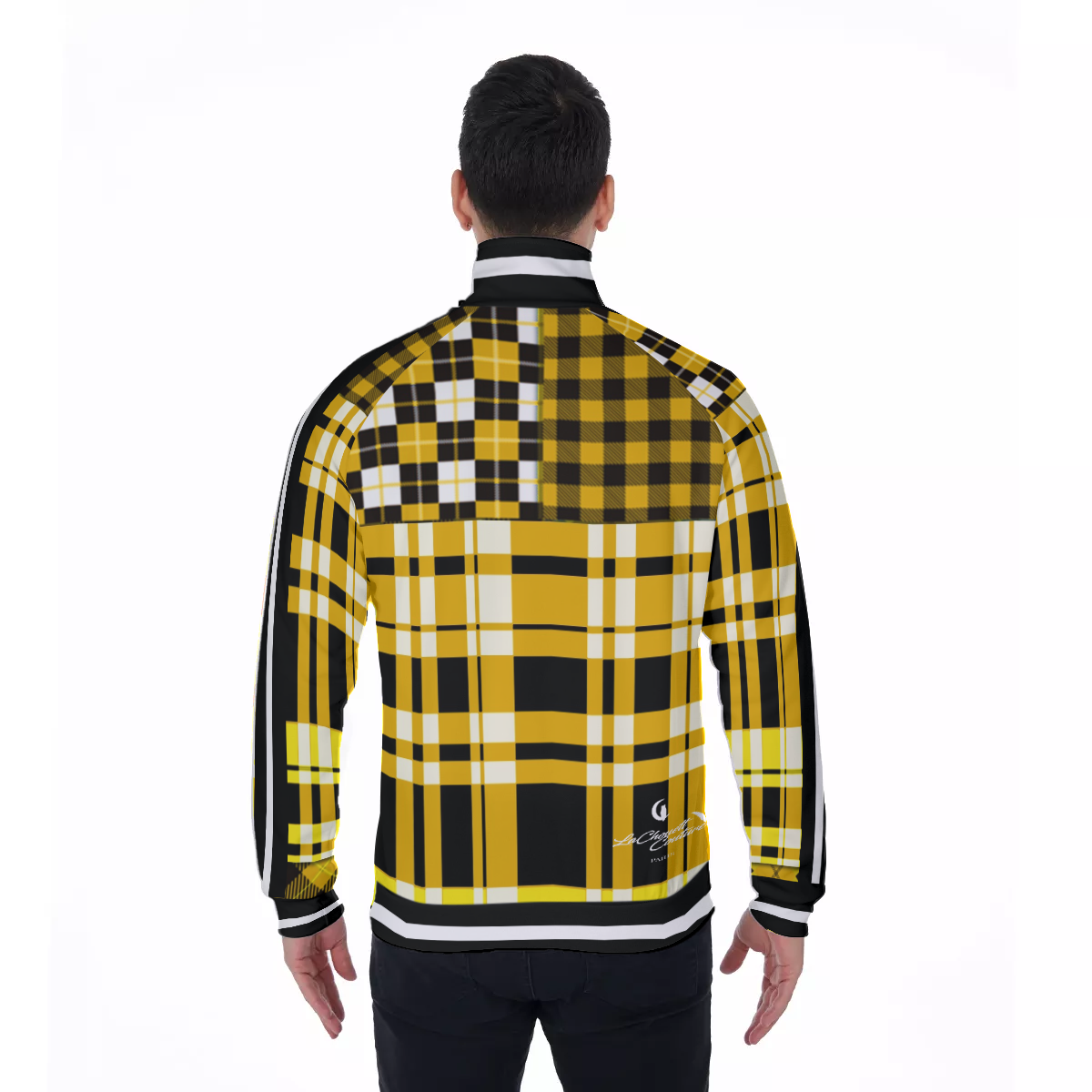 FLEXIN PLAID YLW Men's Stand Collar Jacket