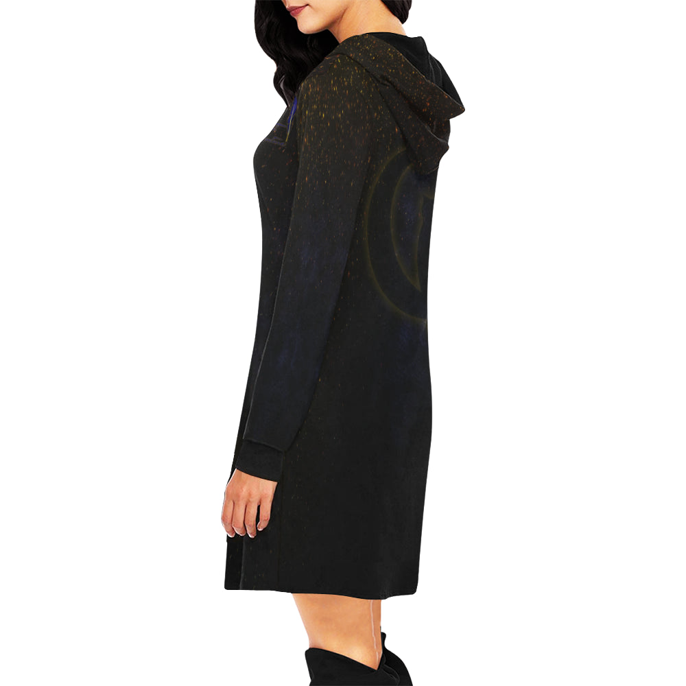 LCC STRASS All Over Print Hoodie Mini Dress (Model H27)