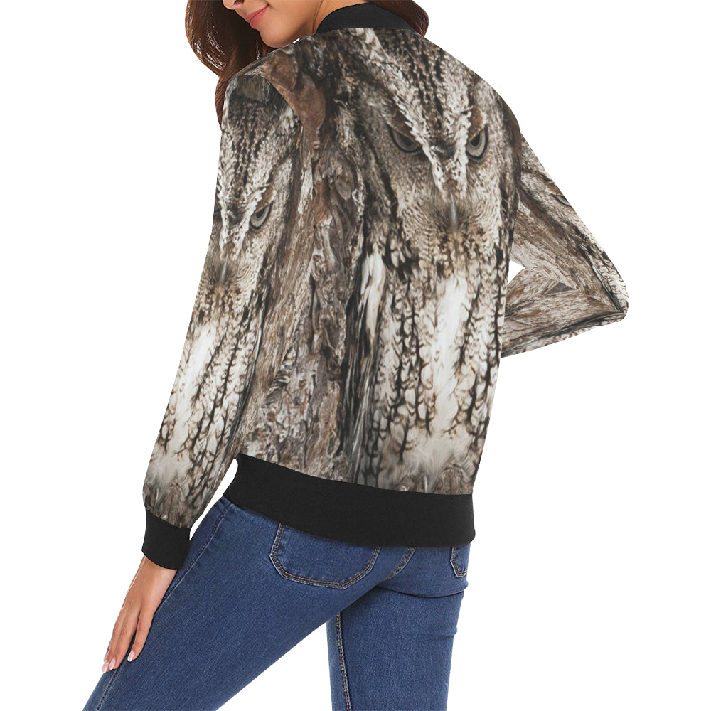 HIDDEN OWL All Over Print Bomber Jacket for Women