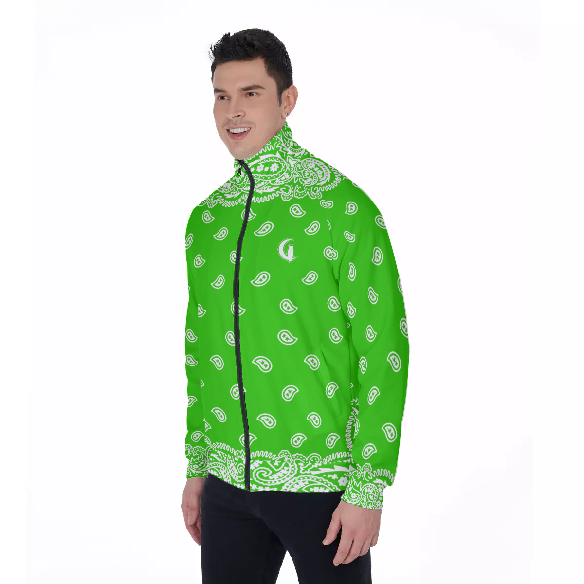 BANDANA FULLY GREEN Stand Collar Jacket