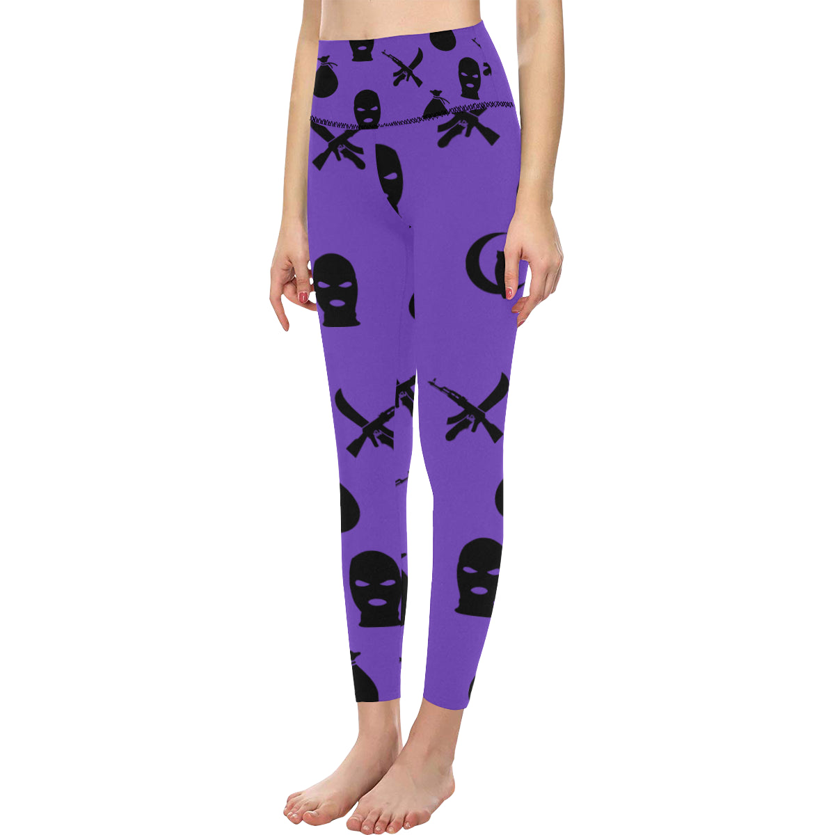 DRILLIN PURPLE All Over Print High-Waisted Leggings