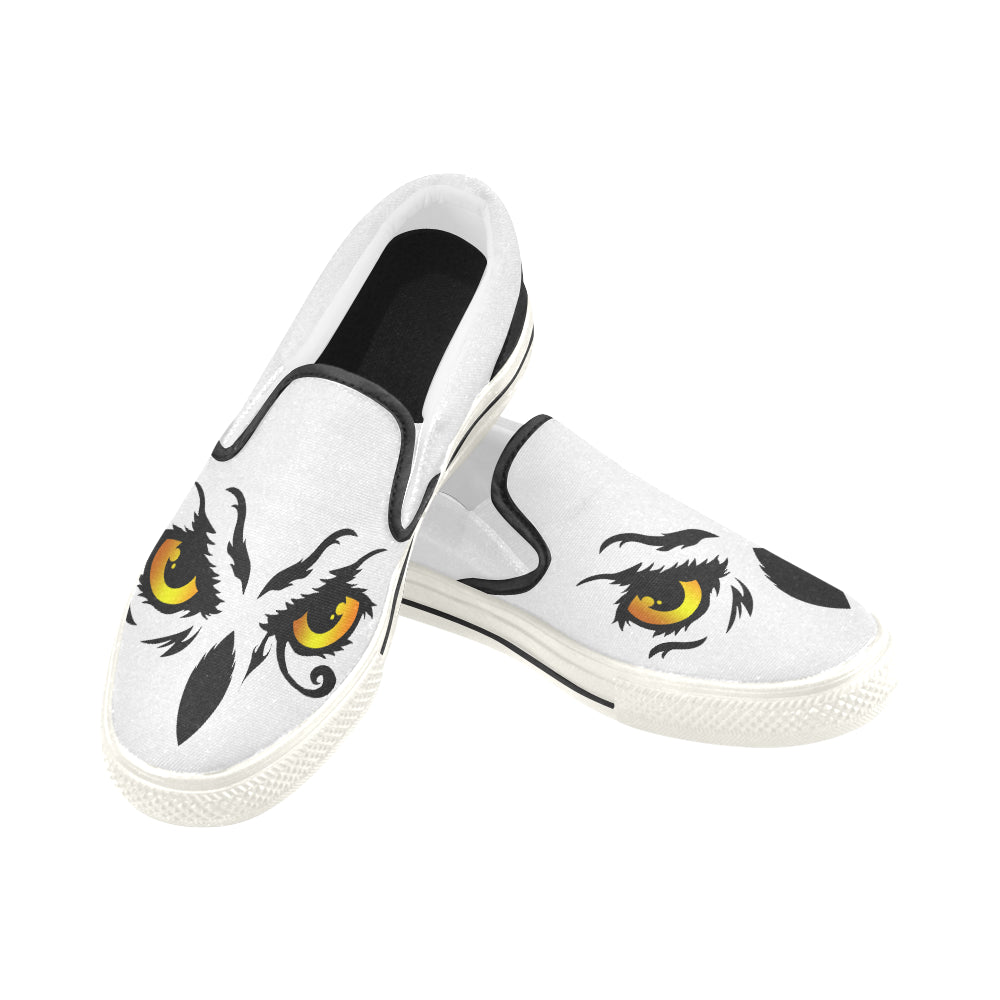 OWL FACE Men's Unusual Slip-on Canvas Shoes (Model 019)