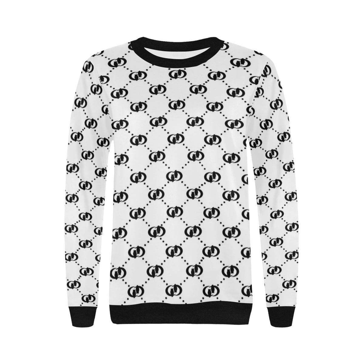 EXCELLENGE BLACC Women's Rib Cuff Crew Neck Sweatshirt (Model H34)