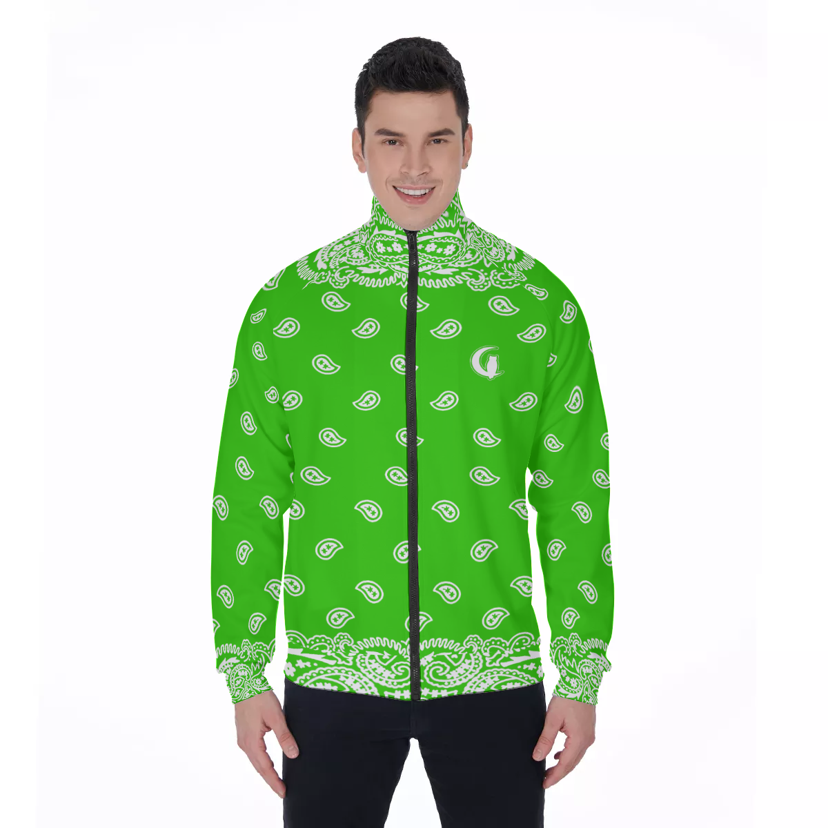 BANDANA FULLY GREEN Stand Collar Jacket