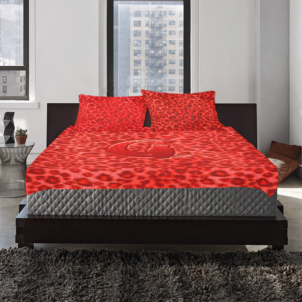 RED TIGER SKIN 3-Piece Bedding Set