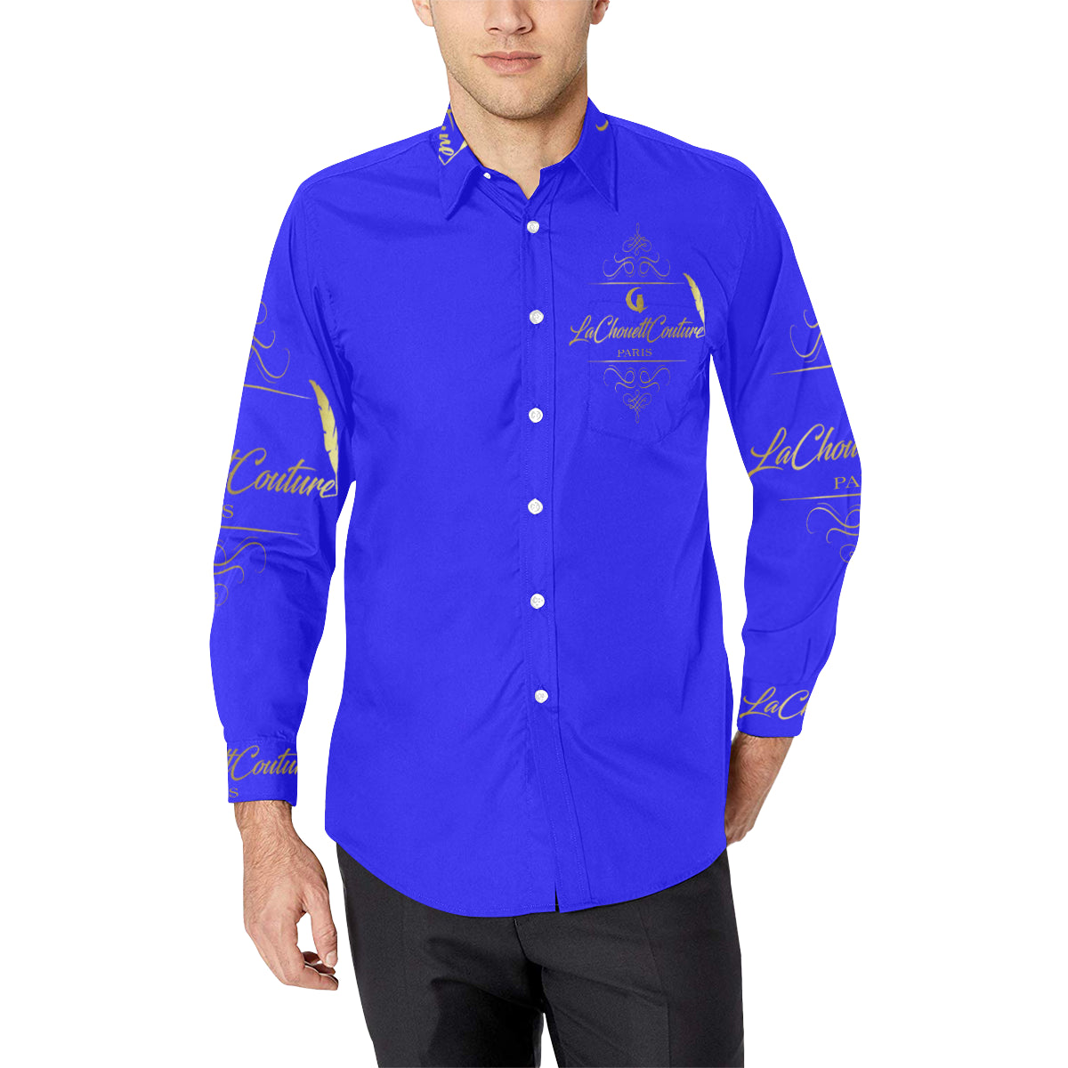 LCC PARIS BLUE Men's All Over Print Casual Dress Shirt (Model T61)