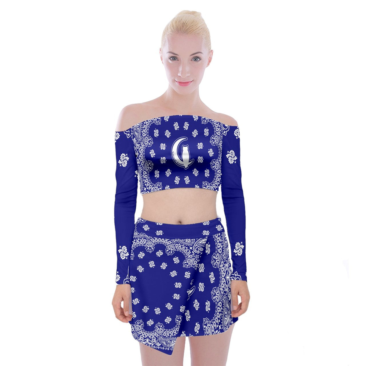 Bandana Cs'up Off Shoulder Top with Mini Skirt Set