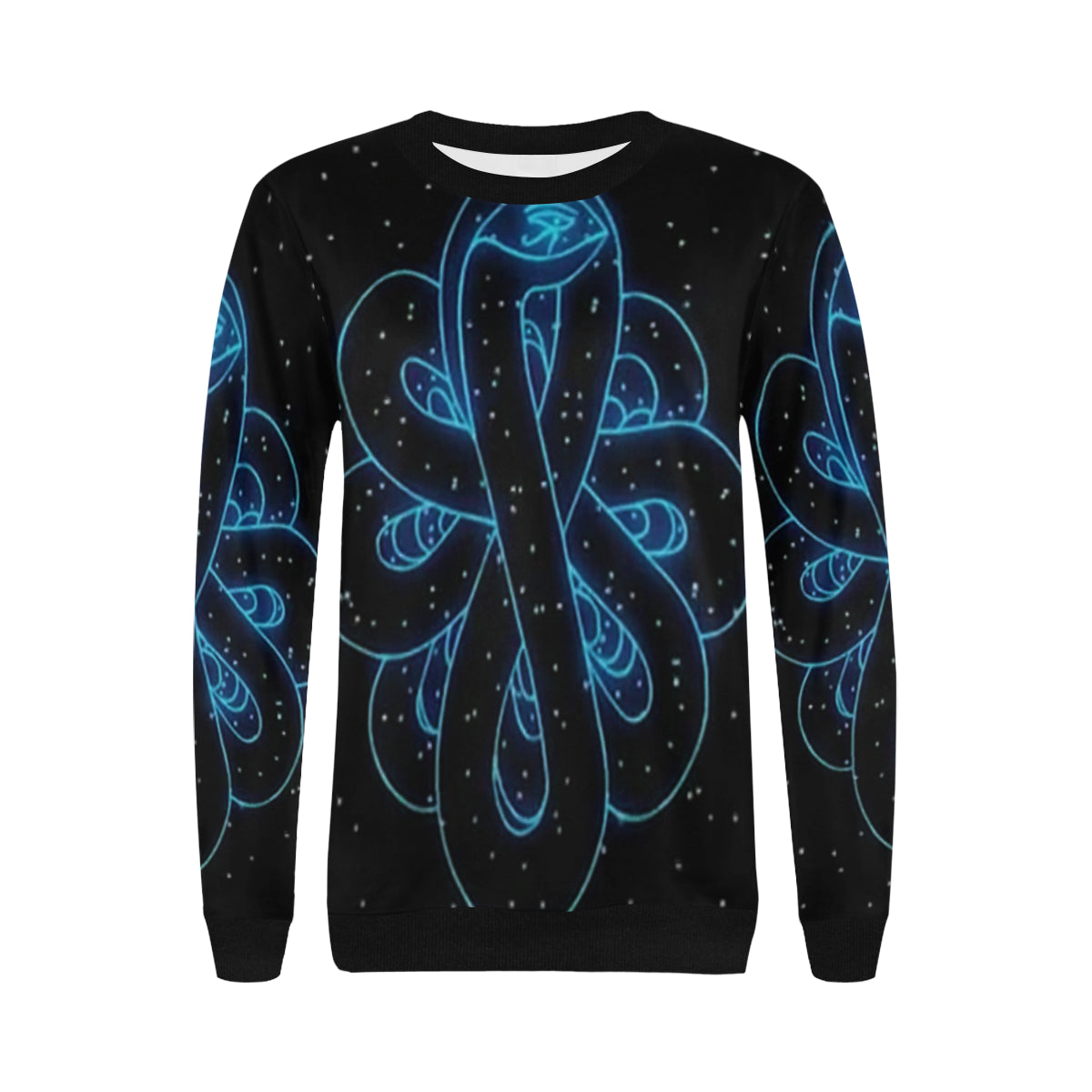SNAKE OF CREATION WADJET Women's Rib Cuff Crew Neck Sweatshirt (Model H34)