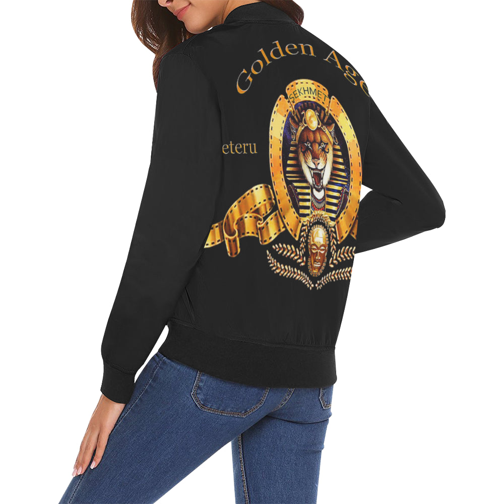SEKHMET GODDESS BL All Over Print Bomber Jacket for Women (Model H19)