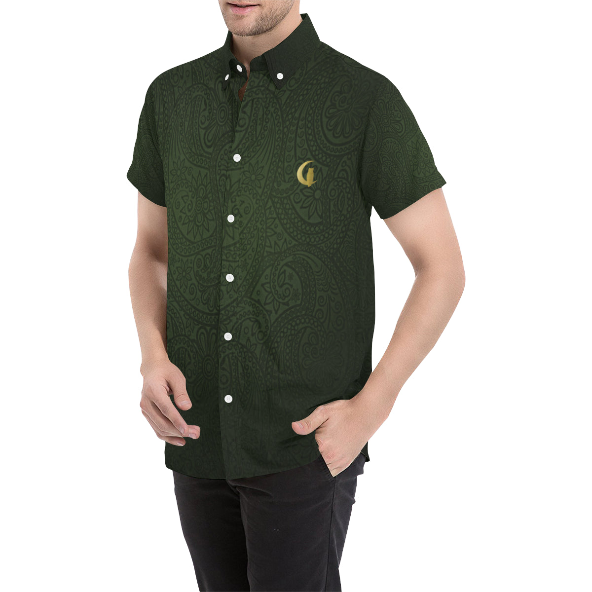 BANDANA LUXURY KAKI  Men's All Over Print Short Sleeve Shirt