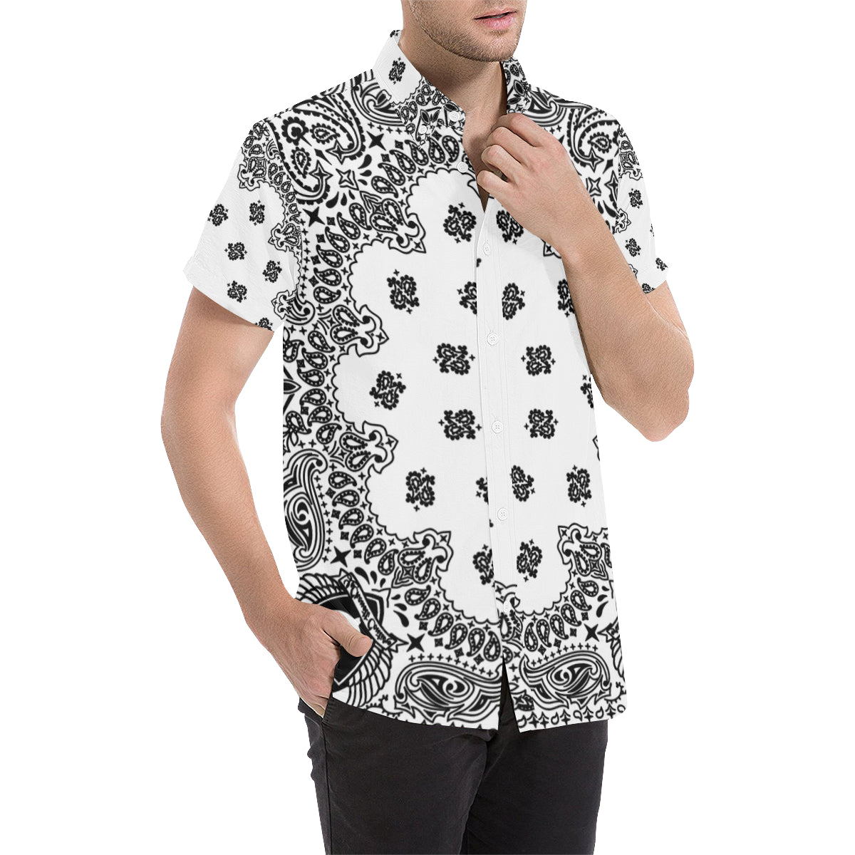 BANDANA WHT Men's All Over Print Short Sleeve Shirt