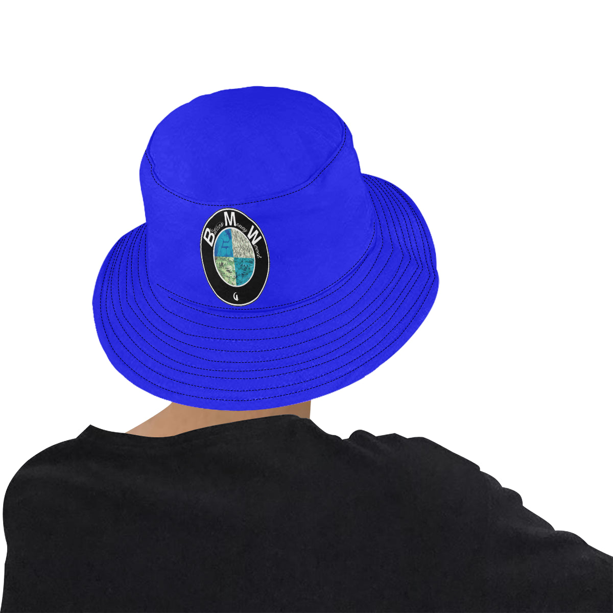 B.Money.W BLUE All Over Print Bucket Hat for Men