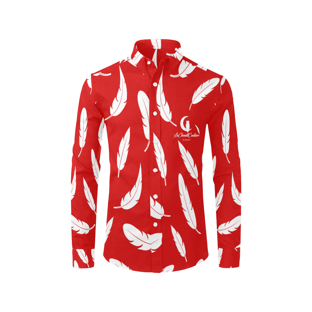 FEATHER RED Men's All Over Print Casual Dress Shirt
