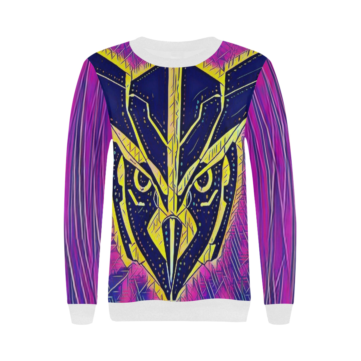 OWL ORNEMENT Women's Rib Cuff Crew Neck Sweatshirt (Model H34)