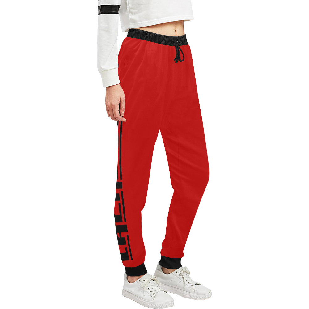 LCC BLACC BORDER RED Women's All Over Print Sweatpants (Model L11)