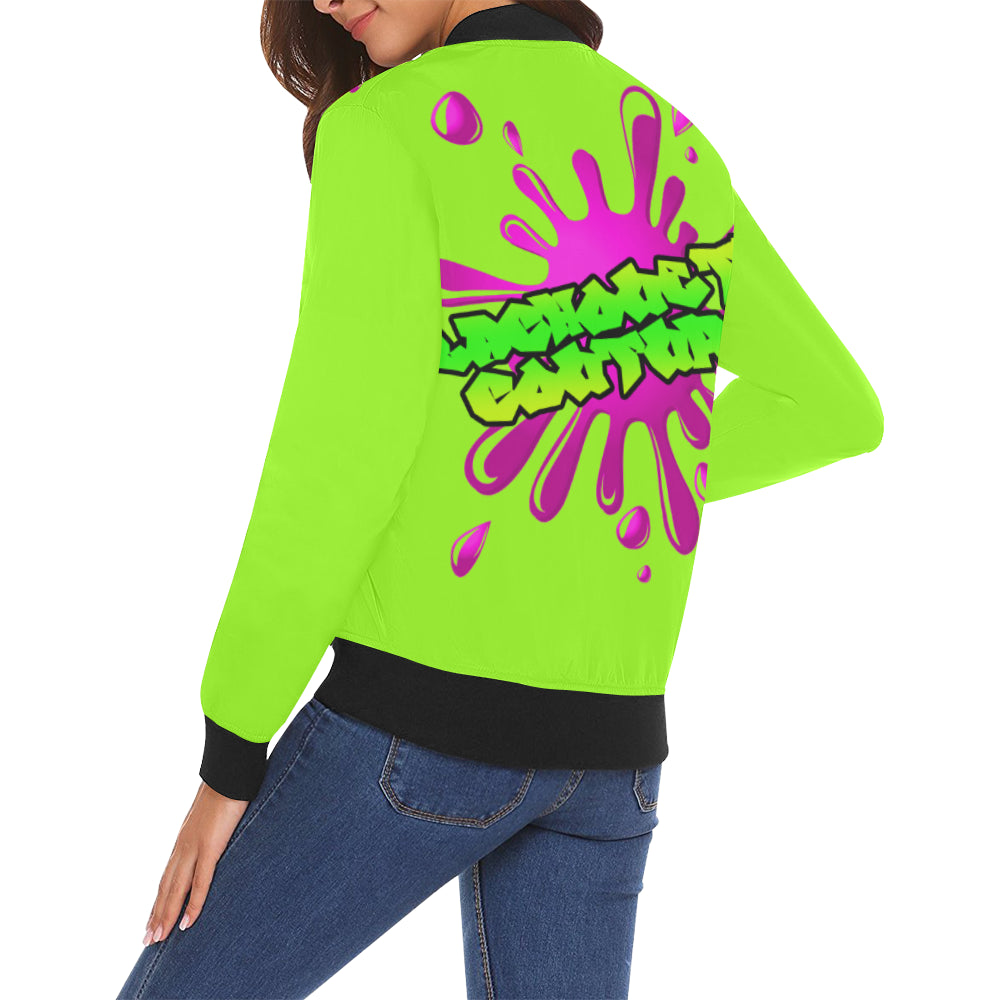 SPLASH OUT FLUO All Over Print Bomber Jacket for Women (Model H19)