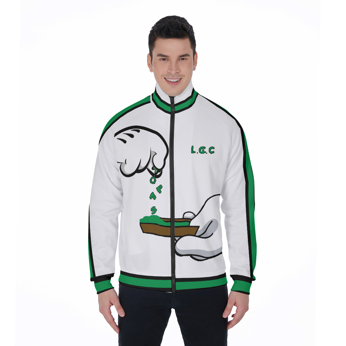 BURN THE OPPS WHT Stand Collar Jacket