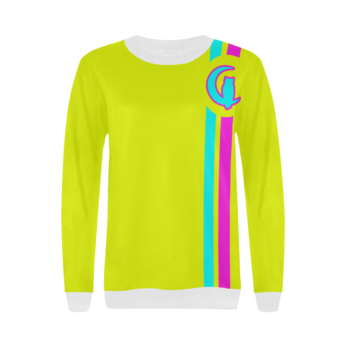 FRESH UP BACC YELLOW Women's Rib Cuff Crew Neck Sweatshirt (Model H34)