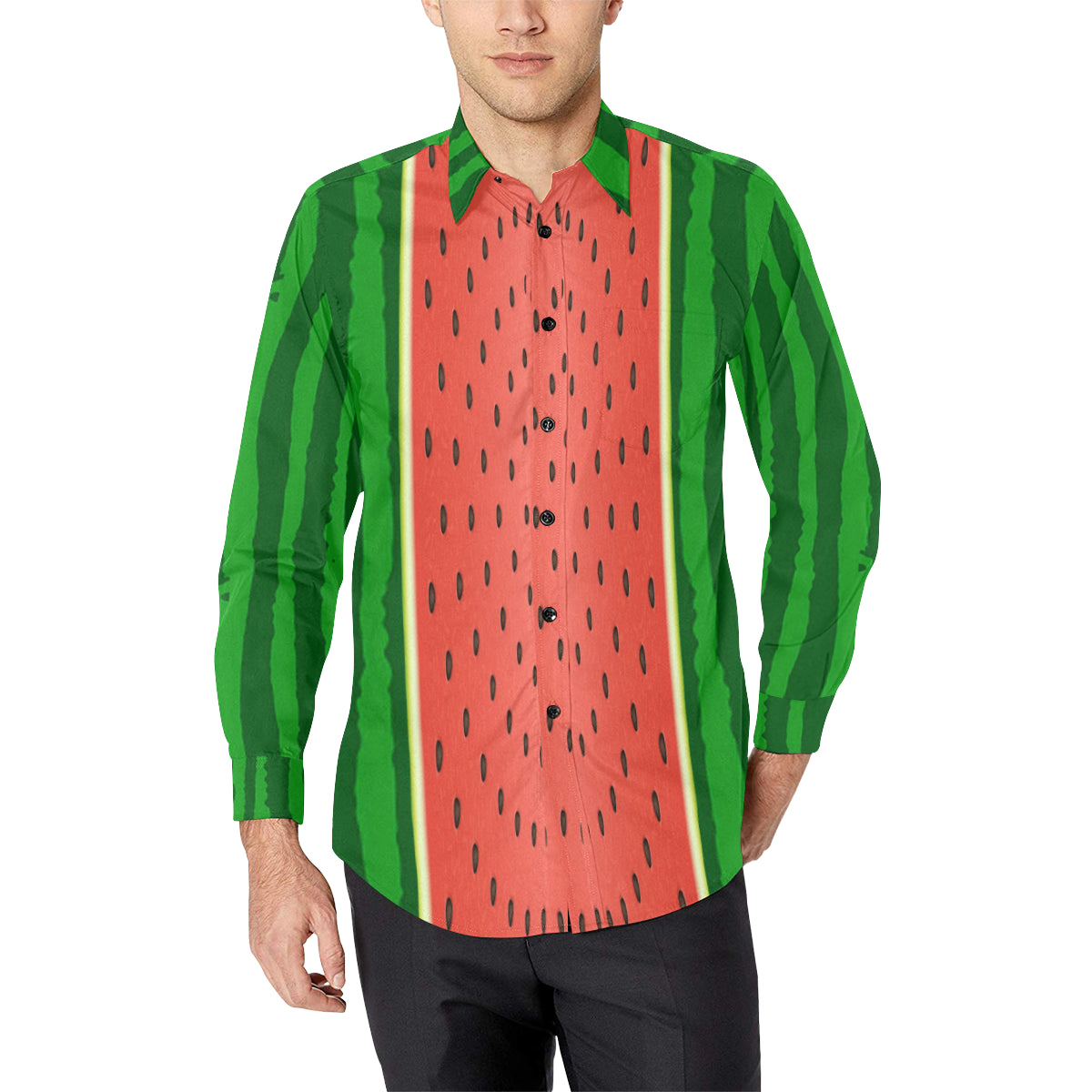 watermelon Men's All Over Print Casual Dress Shirt (Model T61)
