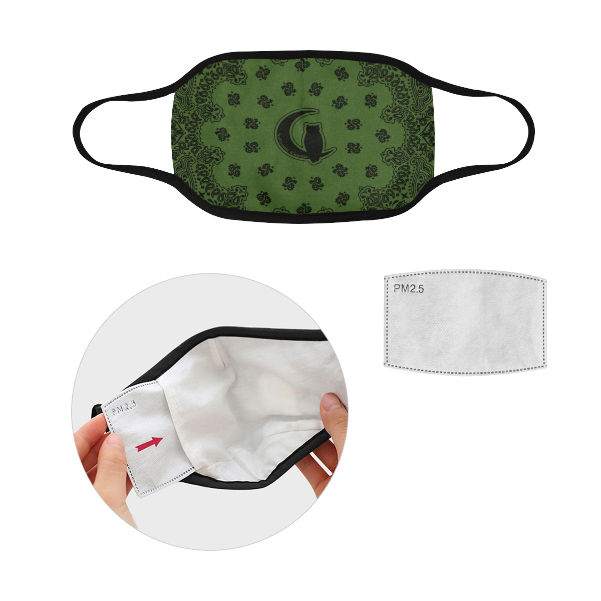 BANDANA KAKI Mouth Mask in One Piece (2 Filters Included)