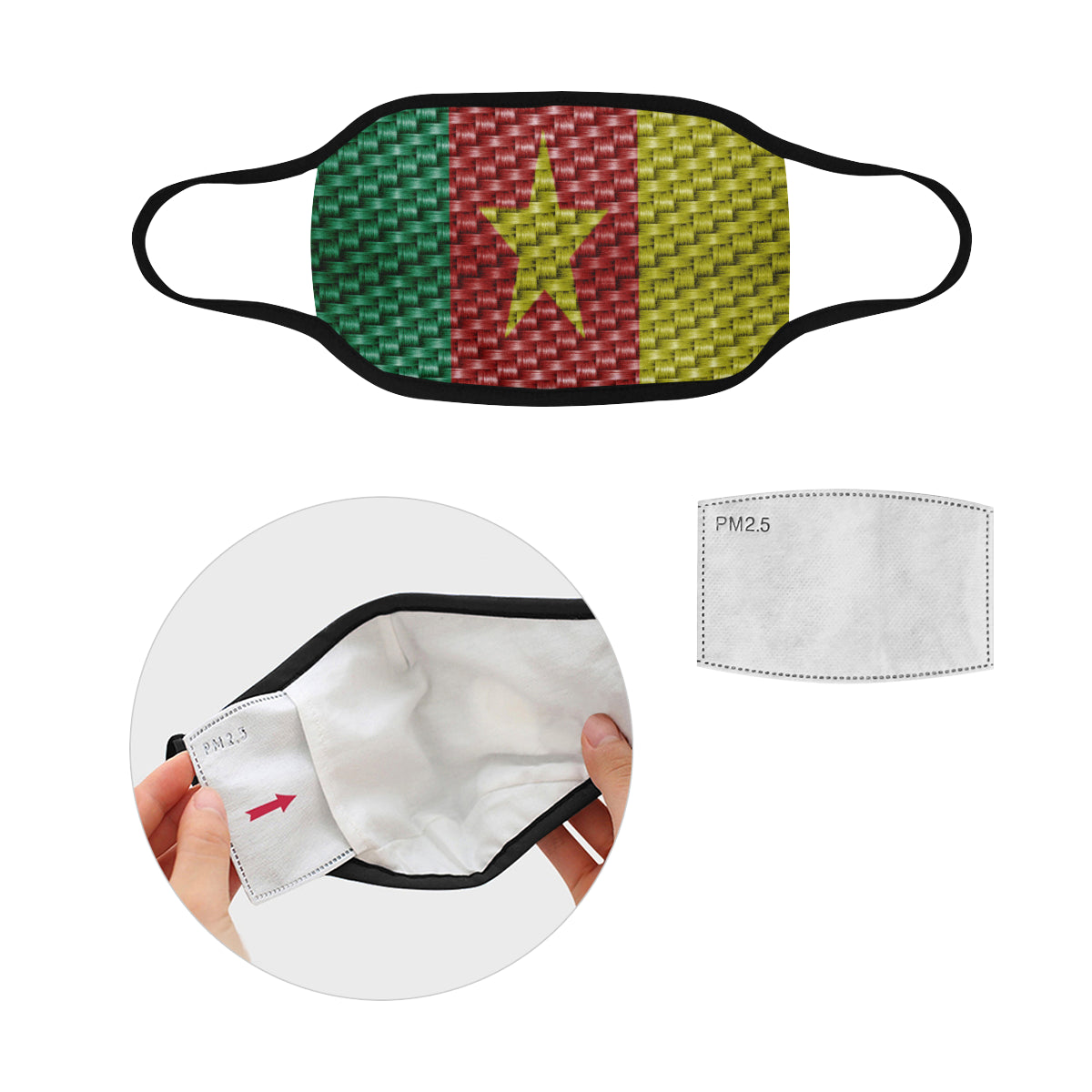 CAMEROUN FLAG Mouth Mask in One Piece (2 Filters Included)