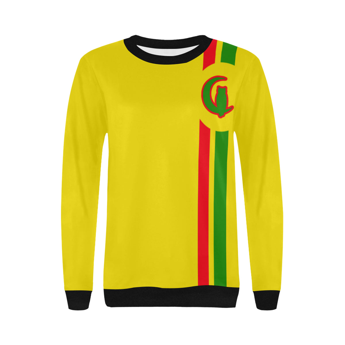 FRESH UP RASTA Women's Rib Cuff Crew Neck Sweatshirt (Model H34)