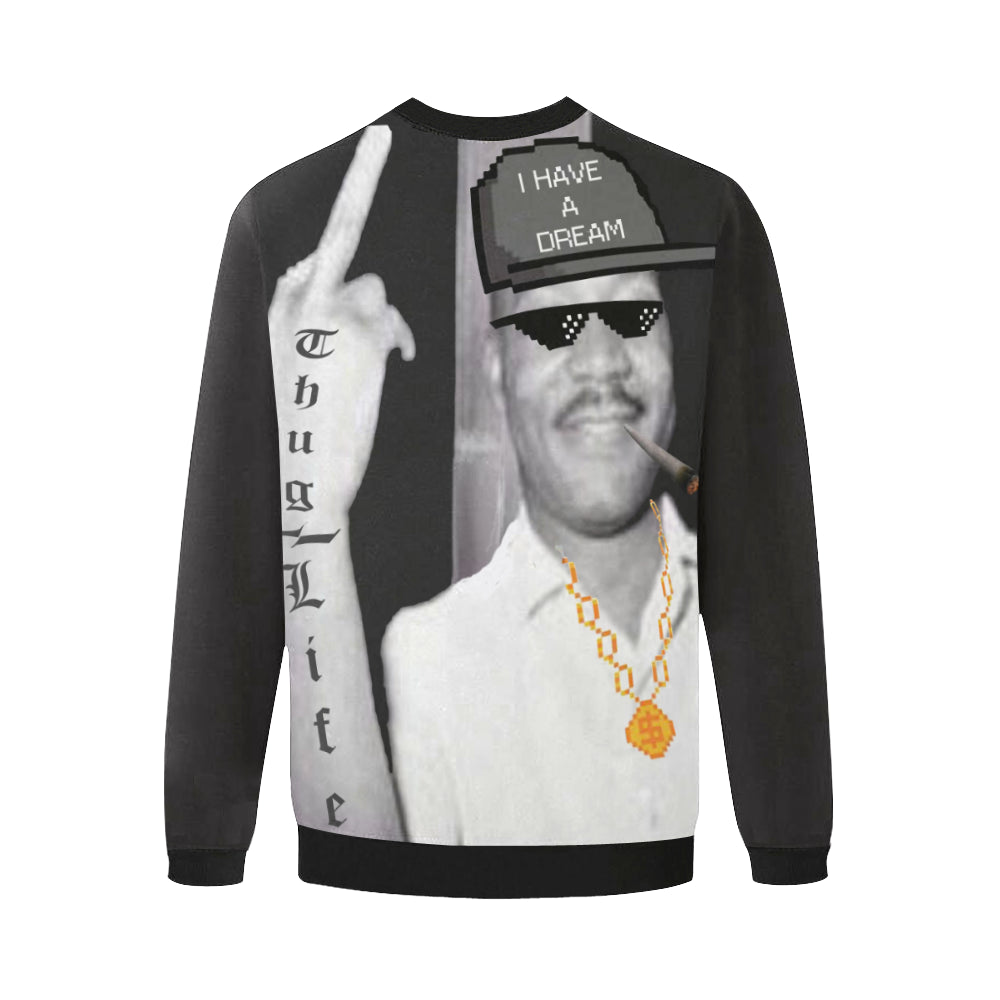 THUG LIFE MARTIN Men's Oversized Fleece Crew Sweatshirt