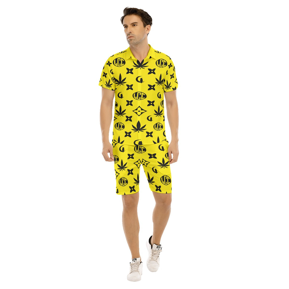 LCC WEEDY YLW Men's Short Sleeve Shirt Sets
