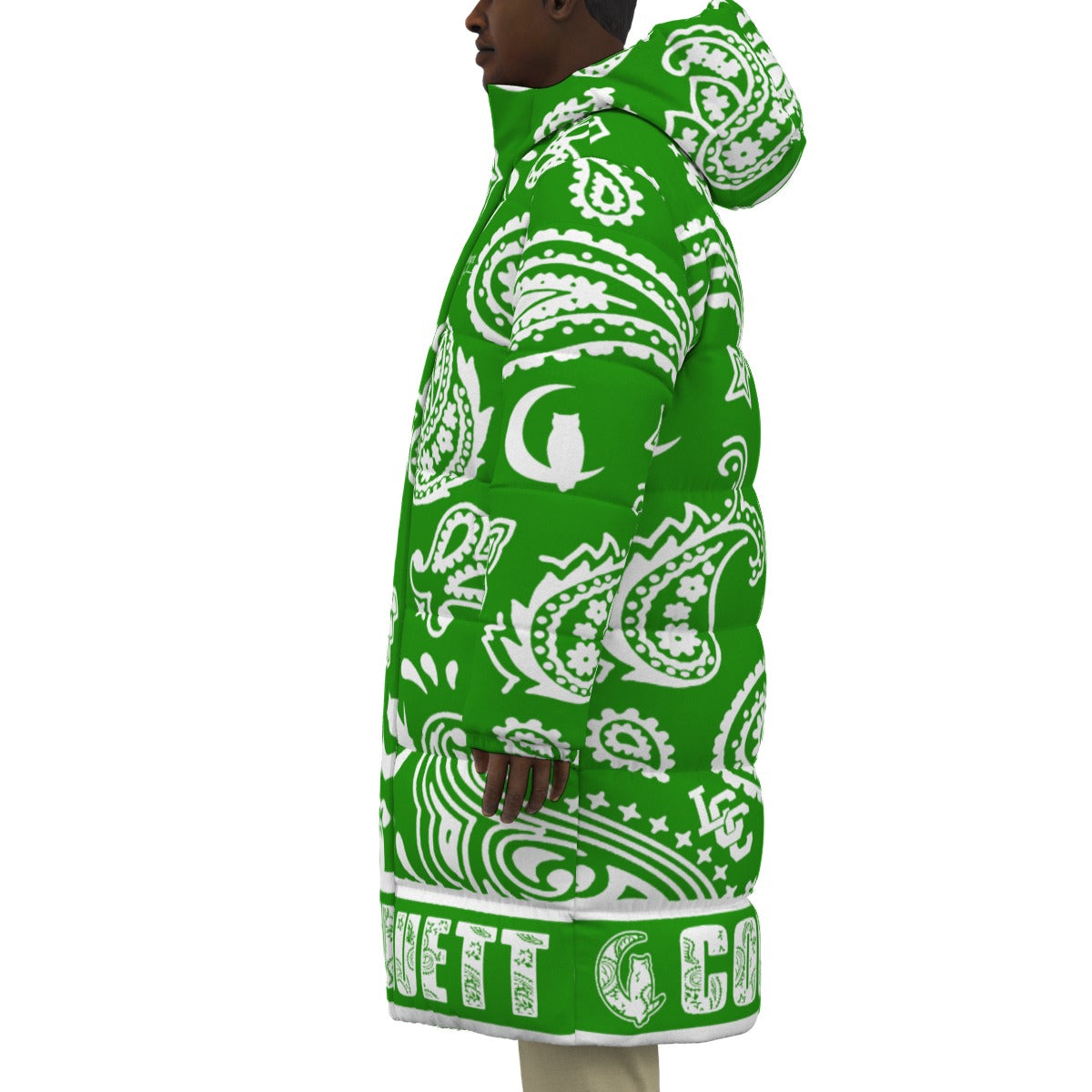 BANDANA COMPLEX GREEN Unisex Long Down Jacket