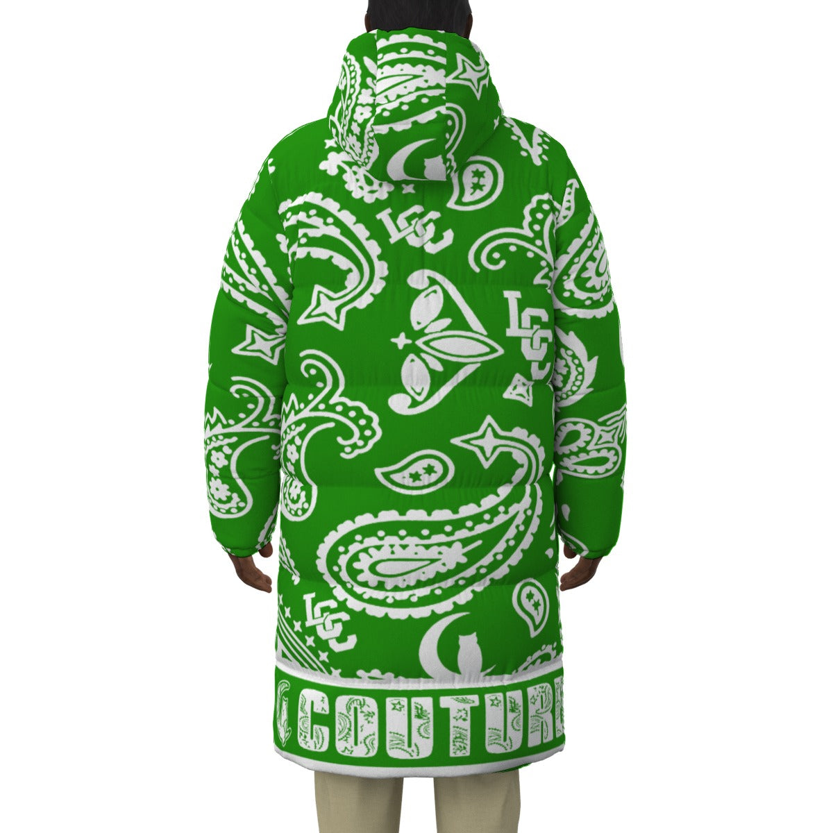BANDANA COMPLEX GREEN Unisex Long Down Jacket