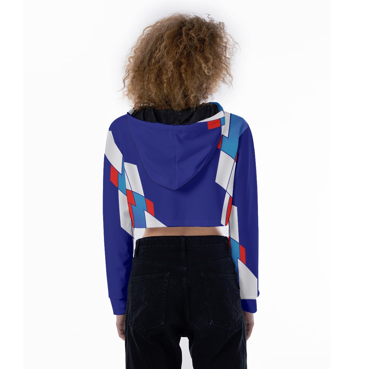 FRANCE BLUE Women's Crop Top Hoodie
