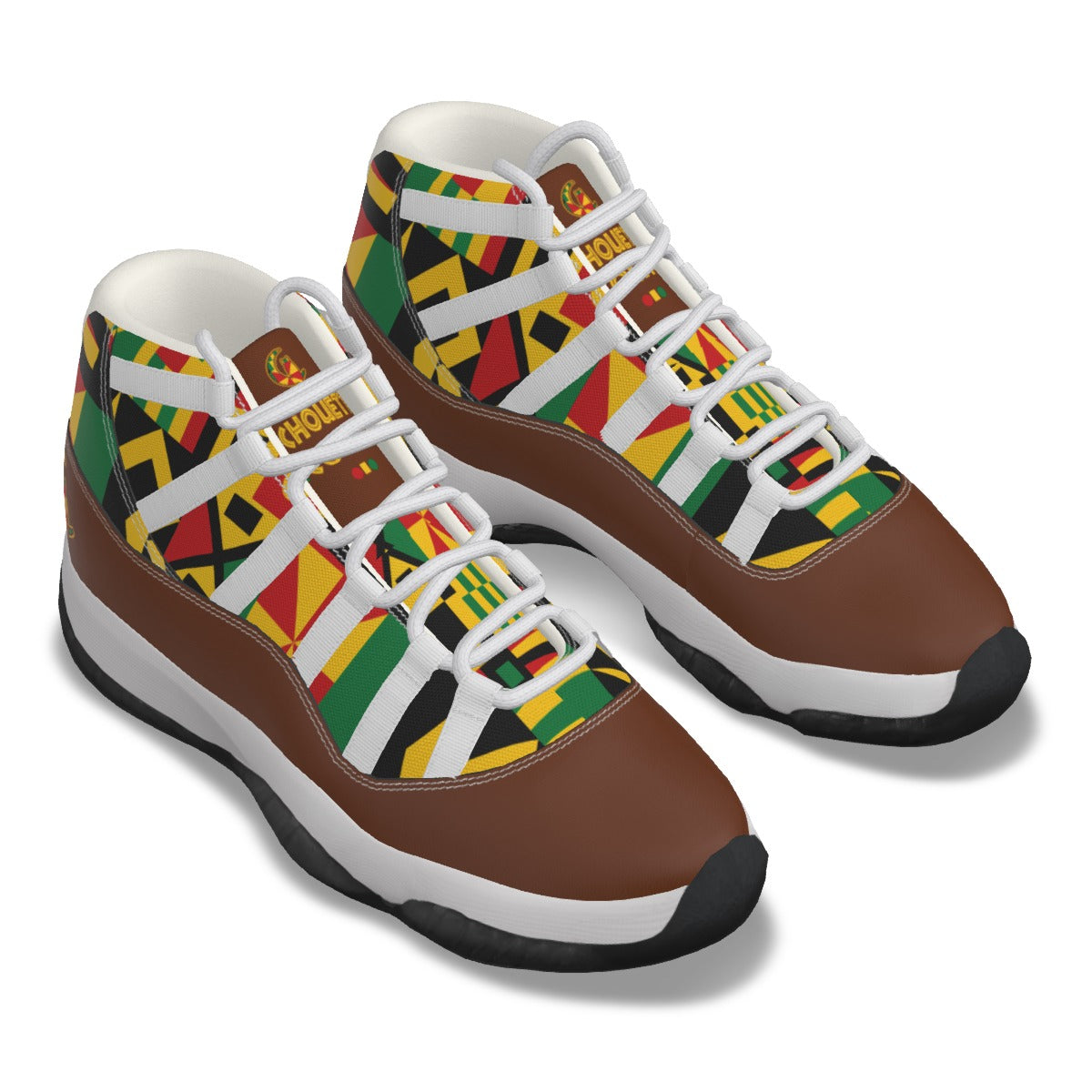 KENTE BUTAN BROWN High Top Basketball Shoes
