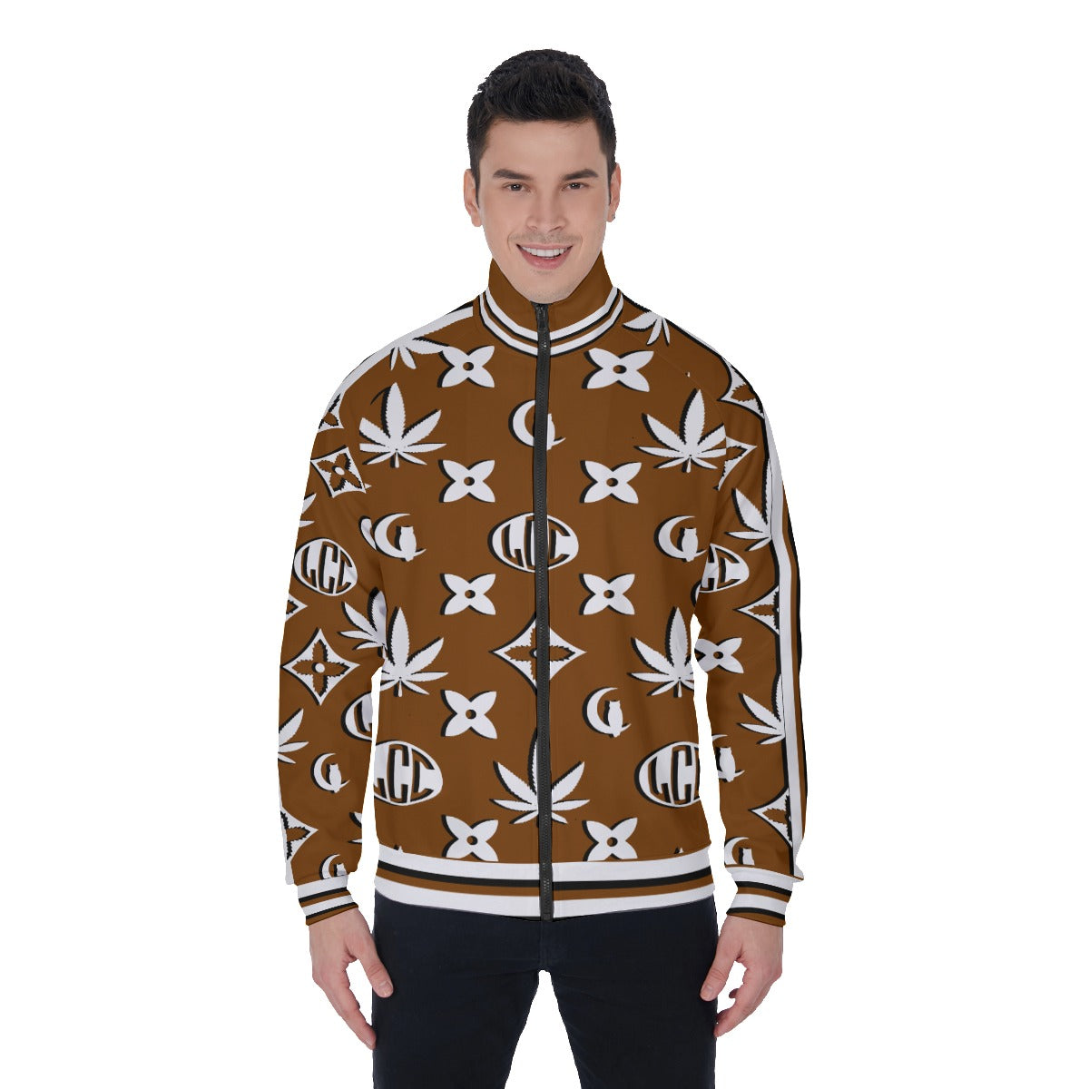 LCC WEEDY BROWN Men's Stand Collar Jacket