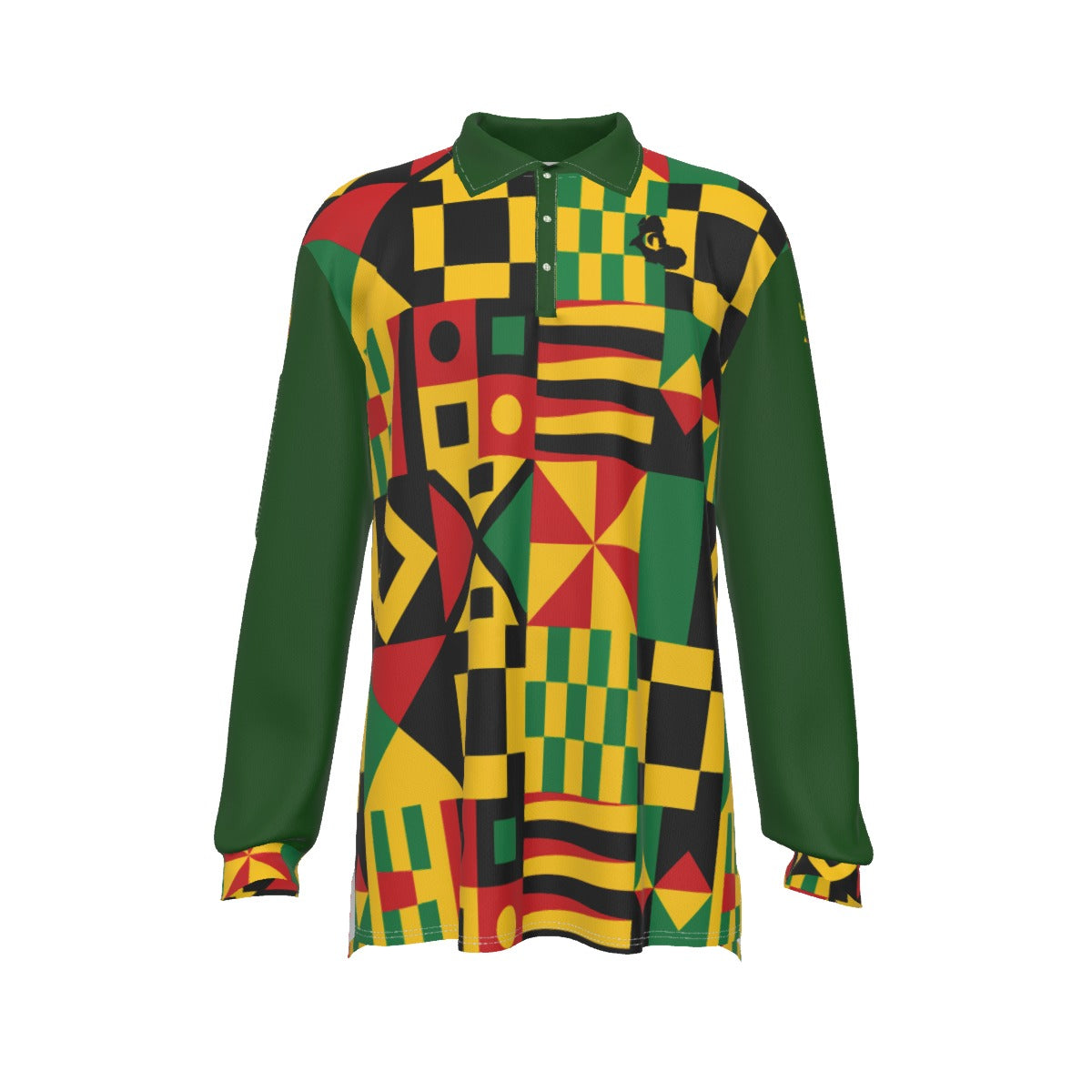 KENTE BUTAN KAKI Men's Long Sleeve Polo Shirt