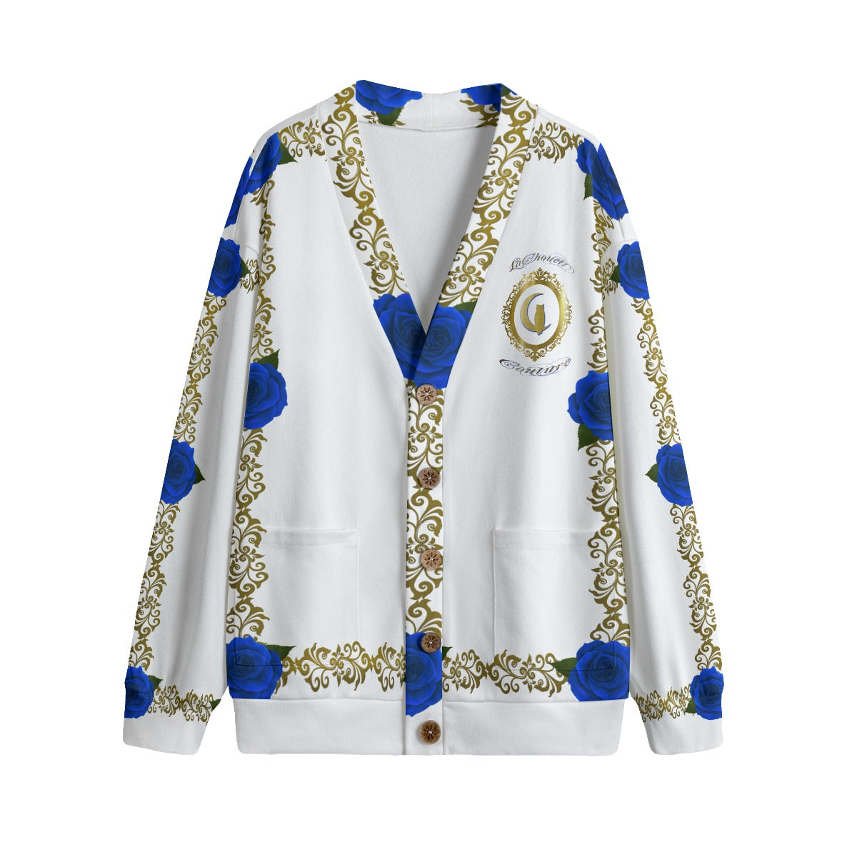 ROSES BLUE LCC Unisex V-neck Cardigan With Button Closure