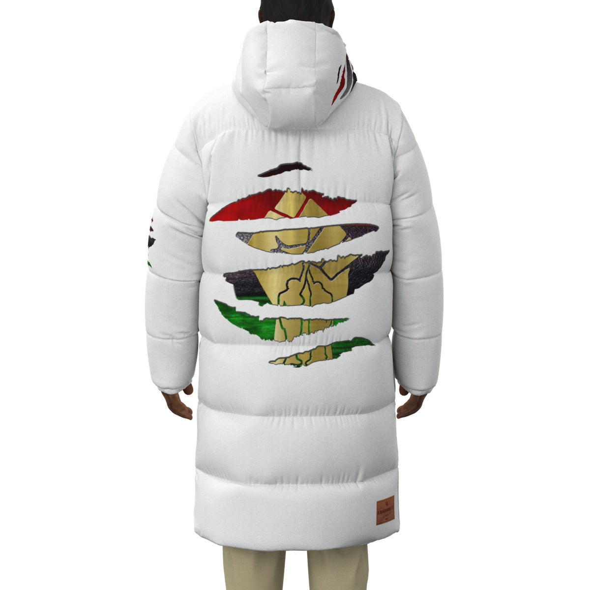 RBG RIPPED WHT Unisex Long Down Jacket