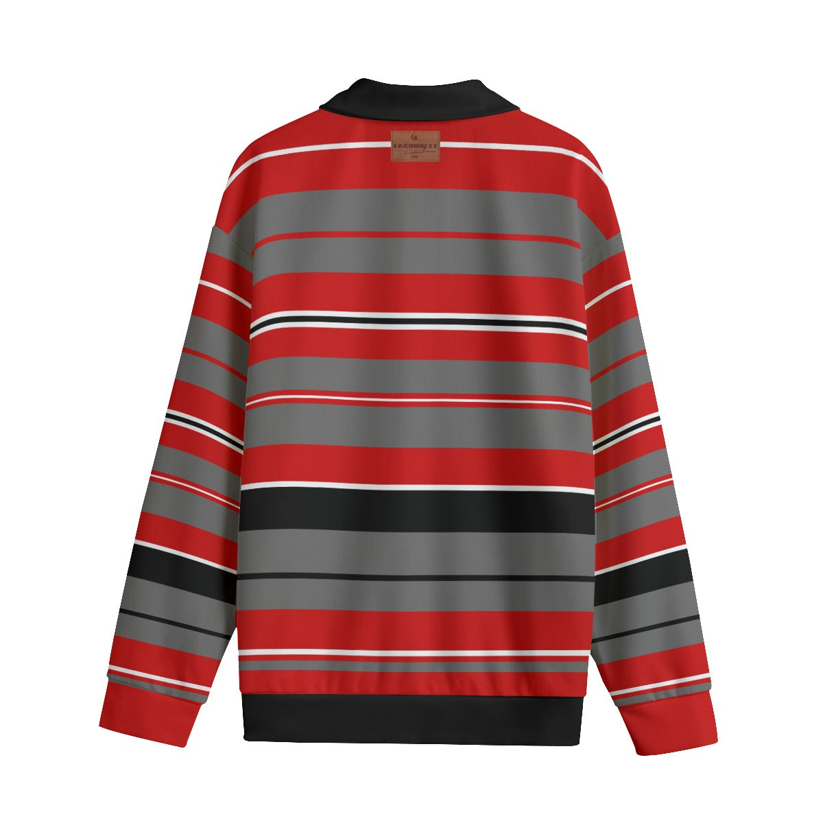 STRIPE UP BLOODY GREY Unisex Lapel Collar Sweater