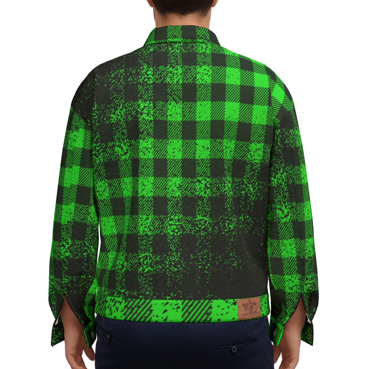 DUSTY PLAID GREEN Unisex Lapel Jacket Cotton
