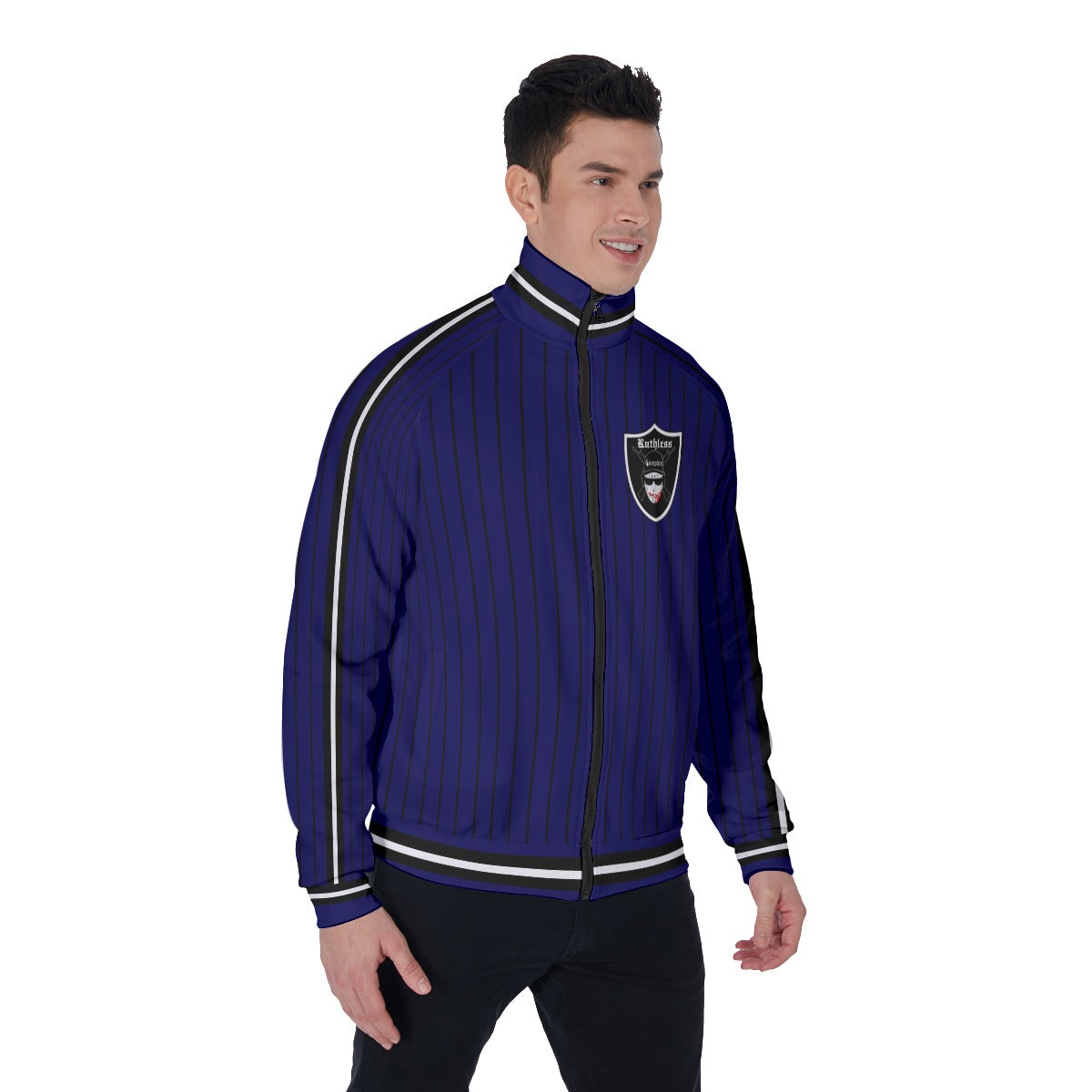 EAZY-E RUTHLESS NAVY Men's Stand Collar Jacket
